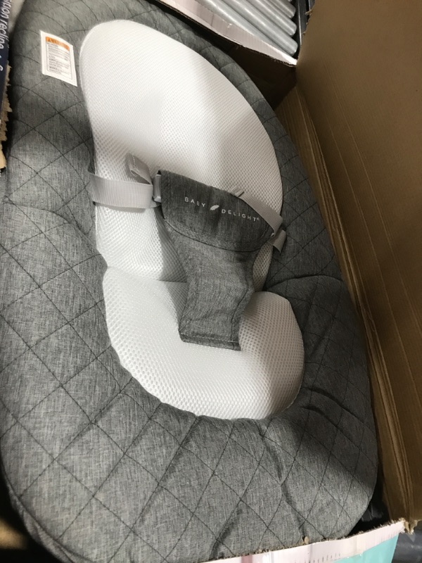 Photo 2 of Baby Delight Aura Deluxe | Portable Baby Bouncer for Infants | Baby Rocker | Quilted Charcoal Tweed Grey