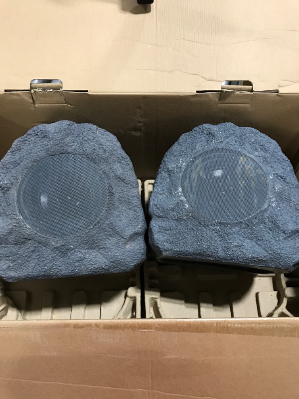 Photo 2 of Innovative Technology Outdoor Rock Speaker Pair - Wireless Bluetooth Speakers for Garden, Patio, Waterproof, Built for all Seasons & Solar Powered with Rechargeable Battery, Music Streaming - Charcoal