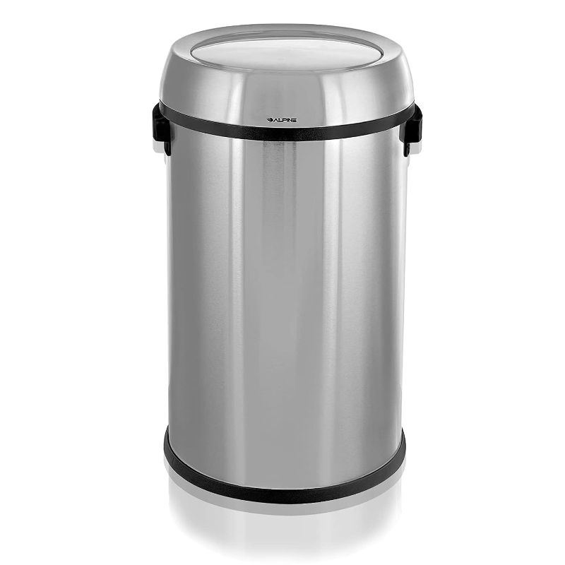 Photo 1 of Alpine 17 Gallon Stainless Steel Trash Can with Swing Lid - Heavy Duty Garbage Bin with Automatic Swing Closure for Odor Control - Trashcan for Home & Business Wastes (Swing Lid)