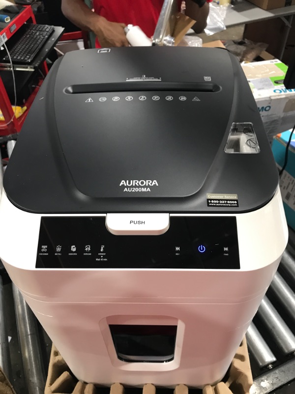 Photo 2 of Aurora Commercial Grade 200-Sheet Auto Feed High Security Micro-Cut Paper Shredder/ 60 Minutes/ Security Level P-5 200-Sheet AutoFeed MicroCut MicroCut