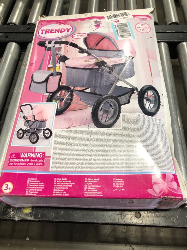 Photo 4 of Bayer Design Baby Doll Trendy Pram in Grey/Pink