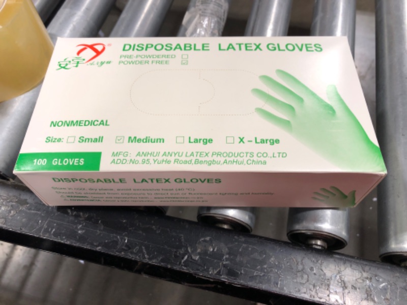 Photo 2 of  DISPOSABLE LATEX GLOVES, 100 Count SIZE MEDIUM 