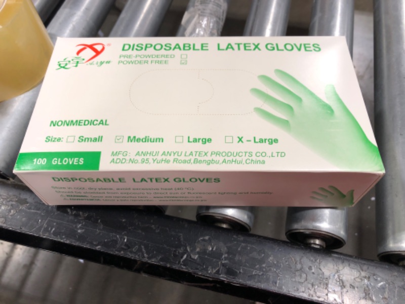 Photo 1 of  DISPOSABLE LATEX GLOVES, 100 Count SIZE MEDIUM 