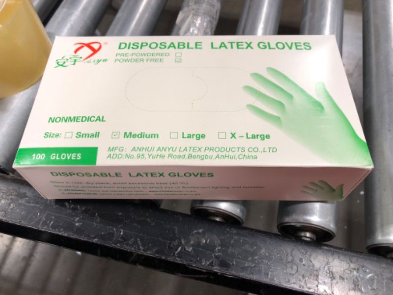 Photo 2 of  DISPOSABLE LATEX GLOVES, 100 Count SIZE MEDIUM 