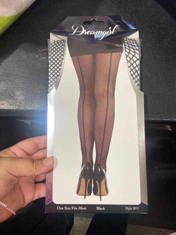 Photo 2 of Dreamgirl womens Plus Size Back Seam Fishnet Pantyhose One Size Black