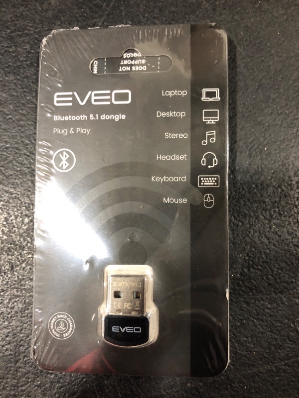 Photo 1 of EVEO Bluetooth Adapter for PC 5.1 - Bluetooth Dongle 5.1 Adapter for Windows 10 Only (Plug & Play) for Desktop, Laptop, Printers, Keyboard, Mouse, Headsets, Speakers - USB Bluetooth 5.1 Dongle -2 Pack