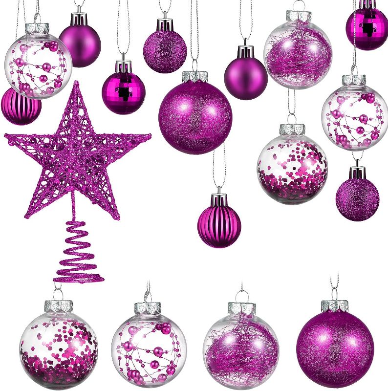 Photo 1 of  Tree Topper Star Clear Balls for Tree Birthday Holiday Indoor Outdoor Decor (Purple,37 Pieces)