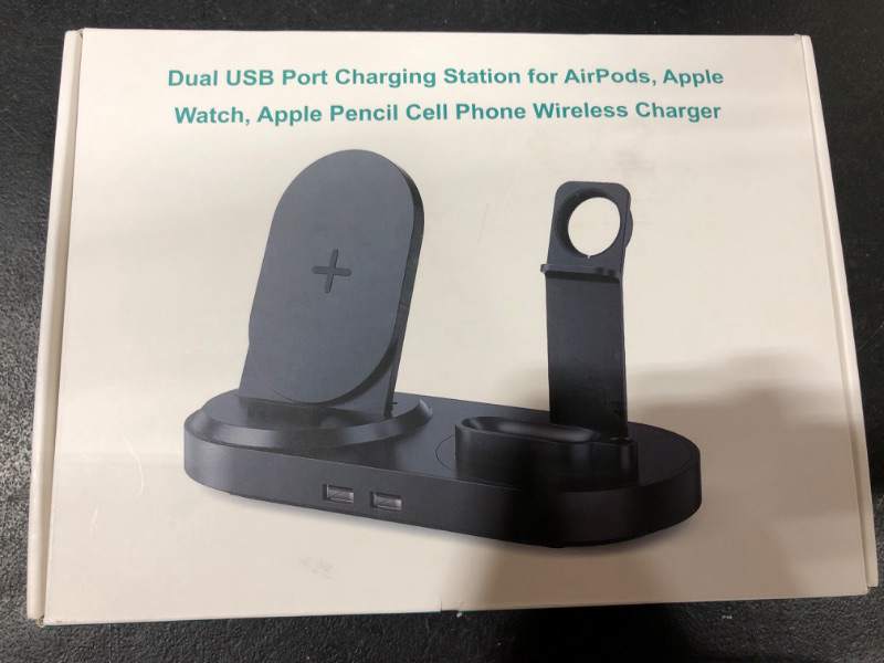 Photo 1 of 4 in 1 Wireless Charging Station, Getop Fast Charging Dock Stand with 2 USB Ports for Apple Watch, AirPods, Cell Phones, Wireless Charger Compatible with iPhone 12/11/11Pro/Xr/Xs/X/Max/8 Plus/Samsung