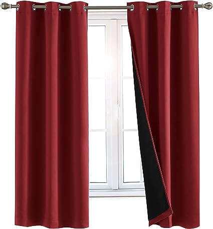 Photo 1 of 100% Blackout Window Curtains: Room Darkening Thermal Window Treatment with Light Blocking Black Liner for Bedroom, Nursery and Day Sleep - 2 Pack of Drapes, Rose Petal (54” Drop x 42” Wide Each)