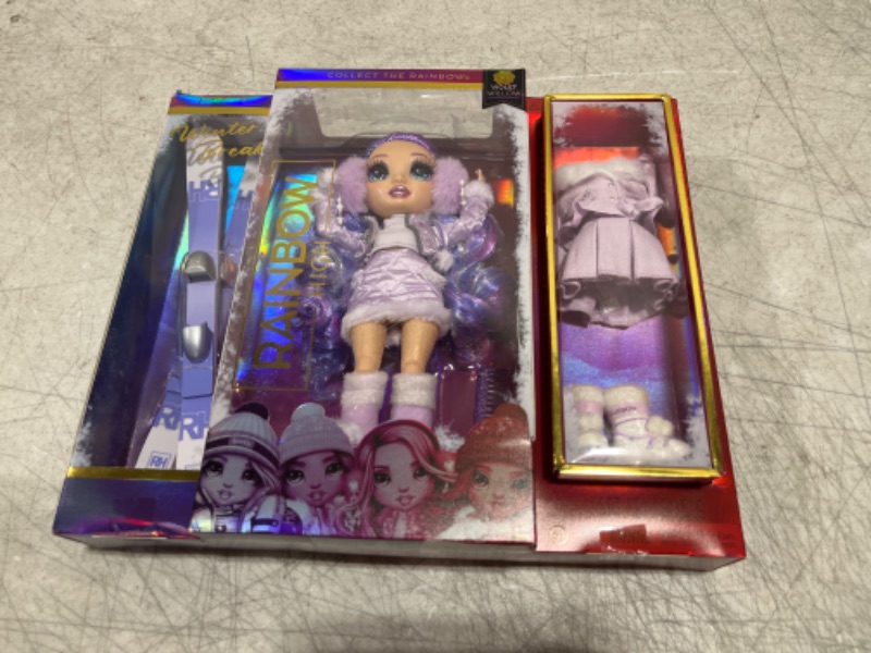 Photo 2 of Rainbow High Winter Violet Willow – Purple Fashion Doll and Playset with 2 Designer Outfits, Pair of Skis and Accessories