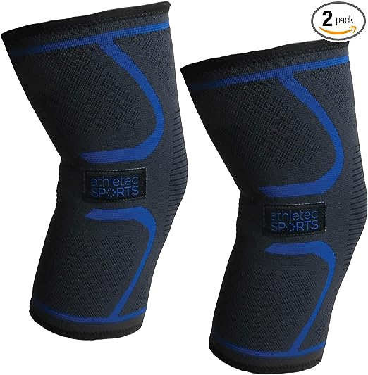 Photo 1 of Athletec Sport Knee Compression Sleeve for Knee Pain, Joint Pain, Arthritis Relief, Meniscus Tear and Injury, Support for Running, Walking, Workout, Recovery - Size X-Large in Black (Pair)