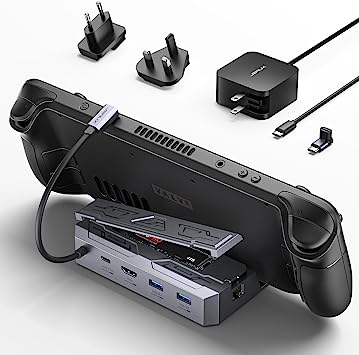 Photo 1 of JSAUX M.2 Docking Station 6-in-1 for Steam Deck with PD 65W AC Adapter Charger Set, HDMI 2.0 4K@60Hz, Ethernet, Dual USB-A 3.2 & USB-C Ports Compatible with ROG Ally/Steam HB0604 (SSD Not Included) 