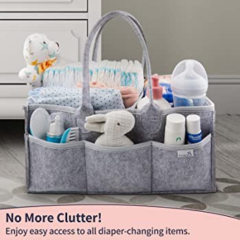 Photo 1 of Baby Diaper Caddy Organizer Nursery Basket - A Baby basket gift registry for baby shower list. This is a baby must haves essentials. Neutral baby stuff for newborn boy nursery decor or girl