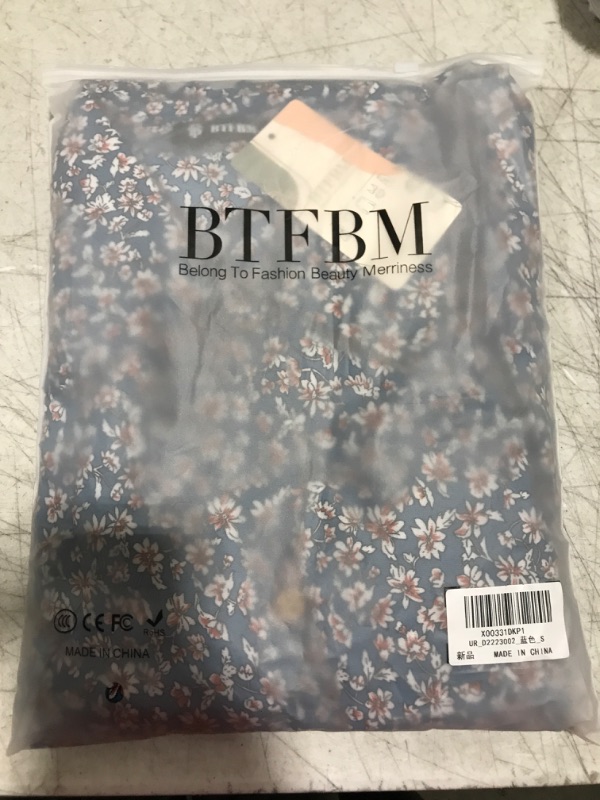 Photo 1 of BTFBM Women Casual Short Sleeve V Neck Summer Dresses Floral Print Button Down Midi Dress Loose Boho Flowy Beach Dresses(Floral Blue,Small)