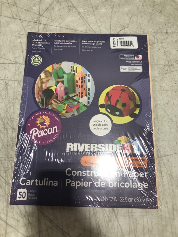 Photo 2 of Riverside 3D Construction Paper, Salmon, 9" x 12", 50 Sheets