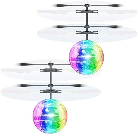 Photo 1 of 2 Pack Flying Ball Toys for for 3-8 Years Old Boys Girls, Rechargeable Hand Controlled RC Helicopter Drones Built-in Shining LED Lighting