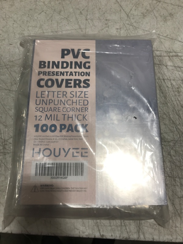 Photo 2 of HOUYEE 100 Pack Clear Binding Presentation Covers, PVC Report Covers,12 Mil,8-1/2 x 11 Inches, Letter Size 