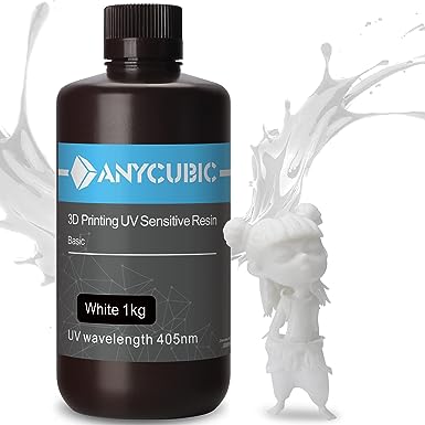 Photo 1 of ANYCUBIC 3D Printer Resin, 405nm SLA UV-Curing Resin, High Precision & Rapid Photopolymer for LCD/DLP/SLA 3D Printing(White, 1kg)