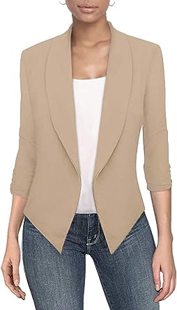 Photo 1 of Hybrid Women's Casual Work Office Blazer Jacket Open Front Cardigan Shawl Lapel with Removable Shoulder Pads Made in USA SIZE L