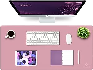 Photo 1 of K KNODEL Desk Mat, Mouse Pad, Desk Pad, Waterproof Desk Mat for Desktop, Leather Desk Pad for Keyboard and Mouse, Desk Pad Protector for Office and Home (Purple, 35.4" x 17")