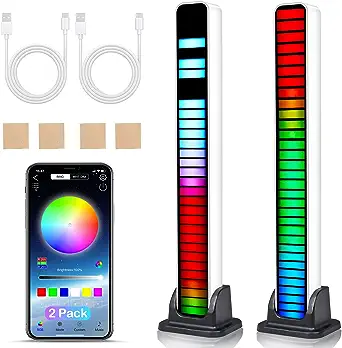 Photo 1 of Rhythm Light, 2 Pack RGB LED Lights that Sync with Music, Color Changing Pickup Rhythm Light Bar, Tik Tok Gaming LED Ambient Lights with Bluetooth Smart App Sound Control USB Light for Bedroom TV Desk