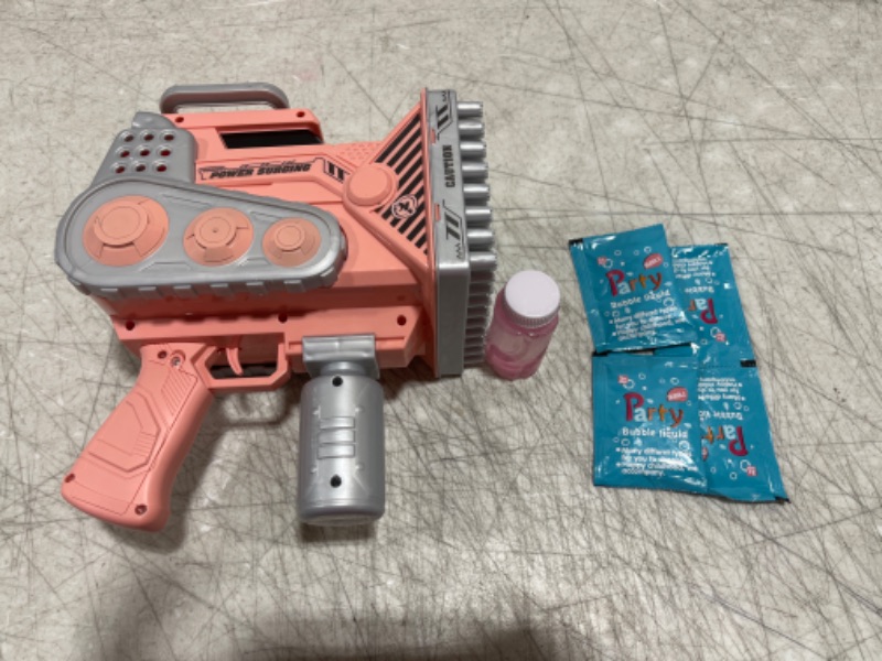 Photo 1 of Bubble Guns Bubbles Maker Blower Machine Blaster,80 Holes Automatic Engineer Toys for Kids Toddlers,Wedding Party Favors,Birthday Gifts for 3 4 5 6 7 8 9 10 11 12 Years Old Boys Girls