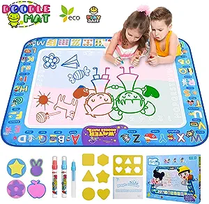 Photo 1 of Agomttv Water Doodle Mat Drawing Kids Painting Writing Board Educational Toys Gifts 37.7X 29.1 Inches Extra Large Coloring Mats for Toddlers Boys Girls Age 3 4 5 6 7 8 9 10 11 12 Year Old