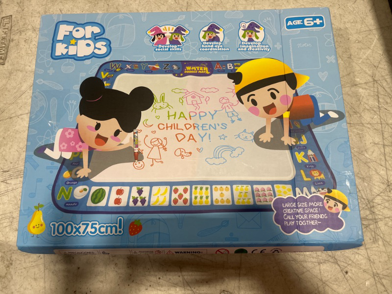 Photo 1 of Agomttv Water Doodle Mat Drawing Kids Painting Writing Board Educational Toys Gifts 37.7X 29.1 Inches Extra Large Coloring Mats for Toddlers Boys Girls Age 3 4 5 6 7 8 9 10 11 12 Year Old