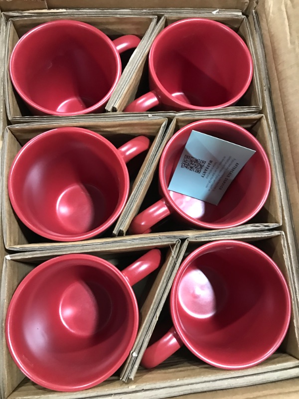 Photo 2 of vicrays Coffee Mug Set, 12 Ounce, Set of 6, Ceramic Mug for Men, Women, Unique Glazed Mugs with Handle for Coffee, Tea, Milk, Cocoa, Cereal?Red