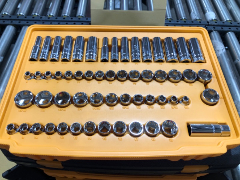 Photo 5 of 1/4 in. and 3/8 in. Drive 90-Tooth Standard and Deep SAE/Metric Mechanics Tool Set in 3-Drawer Storage Box (232-Piece)