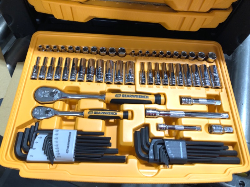 Photo 6 of 1/4 in. and 3/8 in. Drive 90-Tooth Standard and Deep SAE/Metric Mechanics Tool Set in 3-Drawer Storage Box (232-Piece)