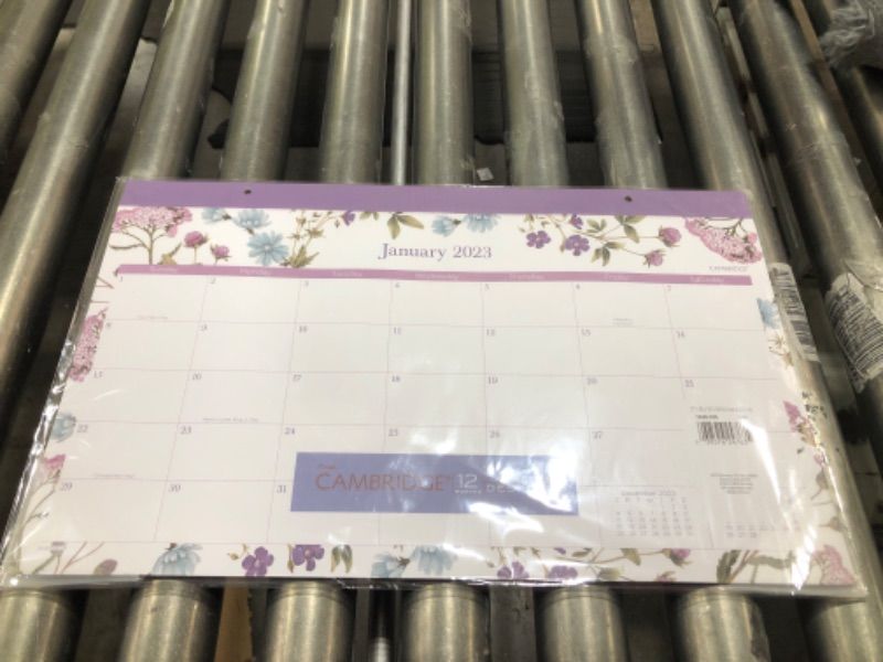 Photo 1 of Cambridge 2023 Desk Calendar, Desk Pad, 17-3/4" x 11", Compact, Summer Garden (1638-705) Desk Calendar (Summer Garden)