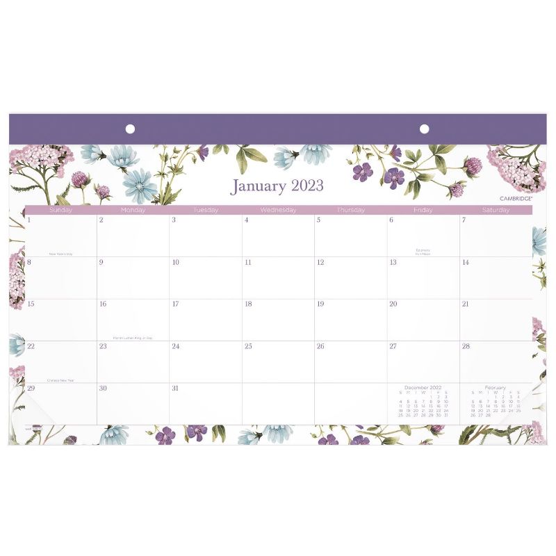 Photo 1 of Cambridge 2023 Desk Calendar, Desk Pad, 17-3/4" x 11", Compact, Summer Garden (1638-705) Desk Calendar (Summer Garden)