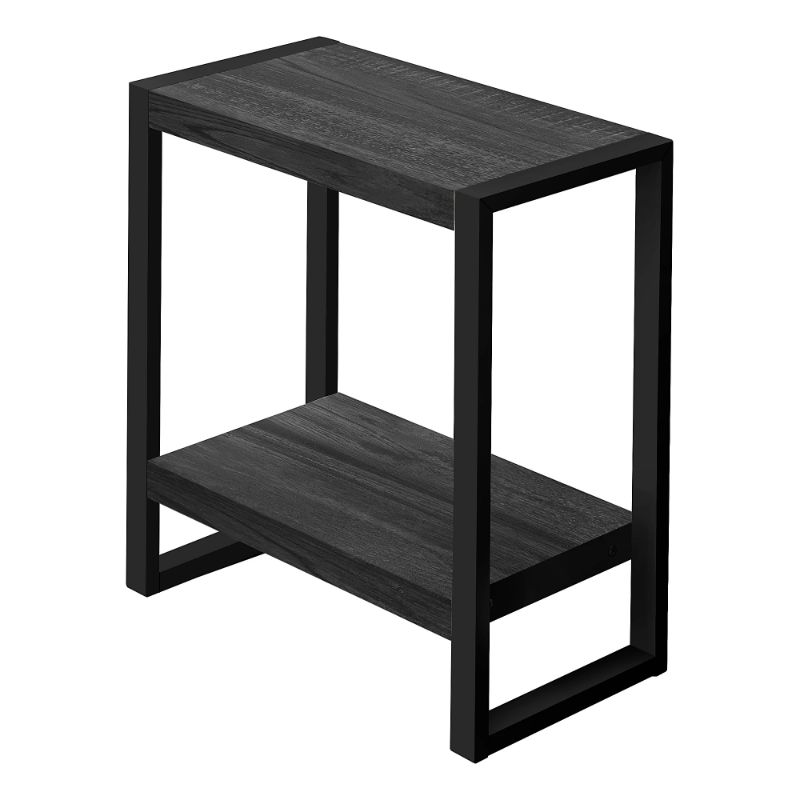 Photo 1 of 2 Tier Small Bookshelf, Black Industrial 2 Shelf Wooden Storage Bookcase with Metal Frame, Mini Shoe Rack with Short Shelves for Hallway,