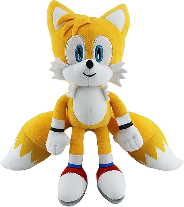 Photo 2 of Adenzai Yellow Sonic Plush Action Figure Animal Hedgehog Super Sonic Ray Flying Squirrel Movie Plush Gift Plush for Kids Boys & Girls Sonic The Hedgehog Toy Tails Plush, Knuckles Plush 12 Inches 