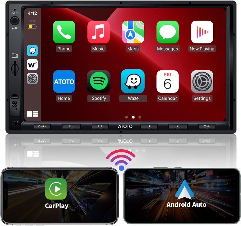 Photo 4 of ATOTO F7 WE 7inch Double DIN Car Stereo, Wireless CarPlay & Wireless Android Auto, Touchscreen Car Radio with Bluetooth, Mirror Link, HD LRV, Quick Charge, FM/AM, GPS Navi, Voice Control, F7G2A7WE

