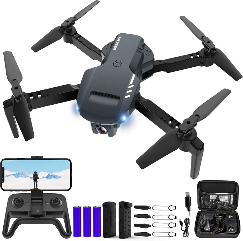 Photo 1 of RADCLO Mini Drone with Camera - 1080P HD FPV Foldable Drone with Carrying Case, 2 Batteries, 90° Adjustable Lens, One Key Take Off/Land, Altitude Hold, 360° Flip, Toys Gifts for Kids, Adults, beginners, Remote Controlled, Black
