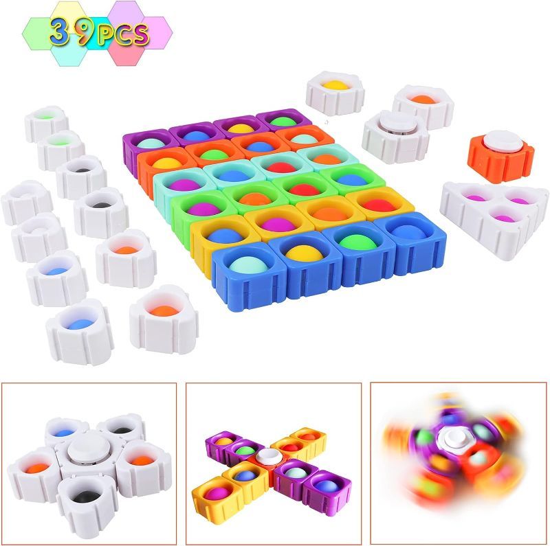 Photo 1 of  Popit Boy Toys Girl Dimple Fidgets Block Toys Pack Kids 39PCS DIY Push Poppers Fidget Blocks Sensory Toy Set Autism Children Adults Stress Relief Poppet Bubbles Toys Gift Toddler 3 12
