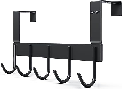 Photo 1 of  Over The Door Hooks for Hanging, Heavy Duty Stainless Steel Over The Door Hanger Hook, Over The Door Towel Racks for Bathroom, Matte Black 