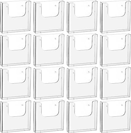 Photo 1 of 16 Pcs Brochure Holder 6.4 x 6.5 Inches Acrylic Flyer Holder Wall Mounted Magazine Holder Clear Document Holder Plastic Hanging Mail Holder for Wall Hanging Brochure Display for Office Class Supplies
