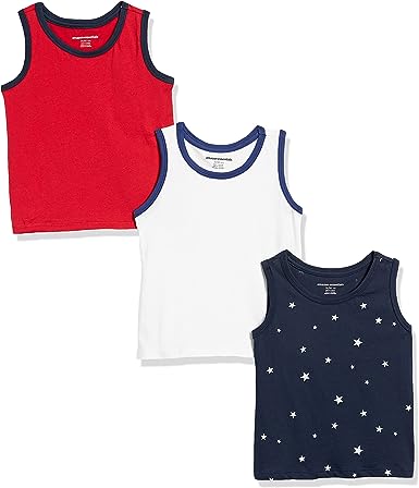Photo 1 of Amazon Essentials Boys and Toddlers' Sleeveless Tank Tops, Multipacks. Size 4T
