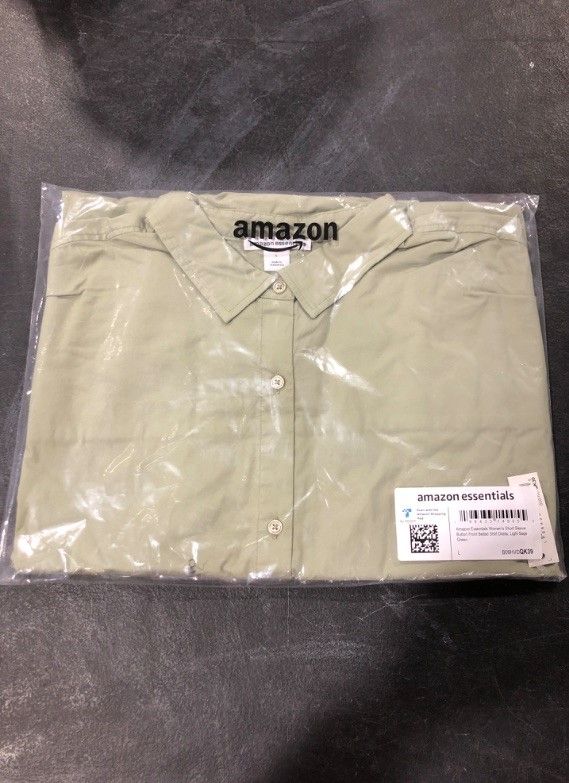 Photo 1 of Amazon Essentials Women's Relaxed Fit Short Sleeve Button Shirt Dress (L)