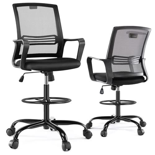 Photo 1 of Drafting Chair, Tall Office Chair with Adjustable Foot Ring, Standing Desk Chair with Ergonomic Lumbar Support and Adjustable Armrest