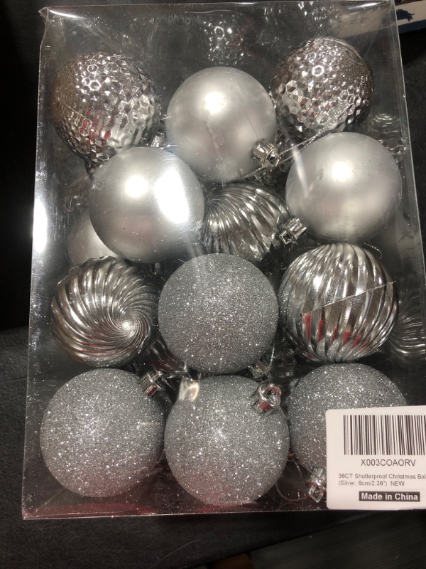 Photo 2 of 60mm/2.36" Silver Christmas Balls 36pcs Christmas Tree Ornaments Set for Xmas Tree Holiday Party Wreath Garland Decoration Ornaments