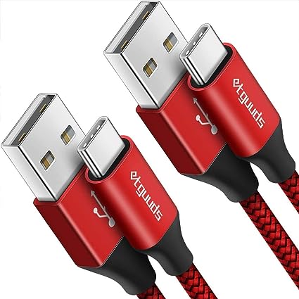 Photo 1 of [2-Pack, 2ft] USB C Cable 3A Fast Charge, etguuds USB A to Type C Charger Cord Braided Compatible with Samsung Galaxy S22 S21 S20 Ultra S10 S10E S9 5G, Note 20 10 9, A10e A20 A50 A51 A71 Moto G7 G8 G9 