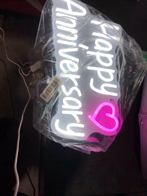 Photo 1 of Happy Anniversary Neon Sign for Wall Decor, Hello Rosa Led Signs, USB Powered Anniversary Sign for Wedding Party, Engagement, Birthday, Home Wall Decor, Living Room Decor, Birthday Gifts for Women