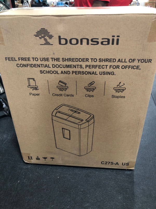 Photo 5 of Bonsaii 12-Sheet Cross Cut Paper Shredder, 10-Minute 5.5 Gal Home Office Heavy Duty Shredder for Paper, Credit Card, Mails, Staples, with Transparent Window, High Security Level P-4 (C275-A) 1 0 Mins-5.5Gal