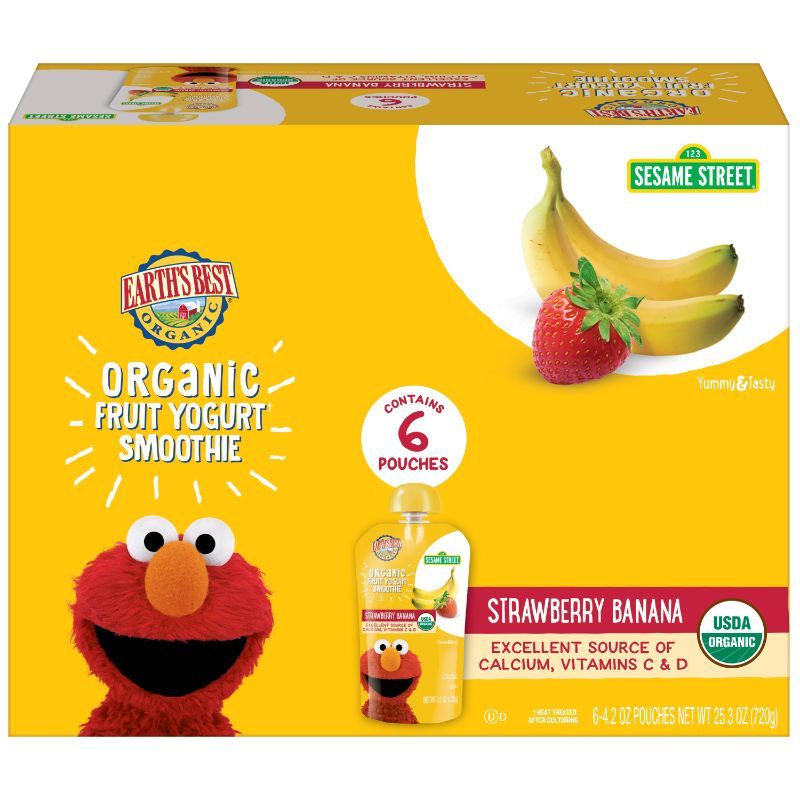 Photo 1 of EXP 04/03/2024 Earth's Best Sesame Street Fruit Yogurt Smoothies - Strawberry Banana - 4.2 oz - 6 pk