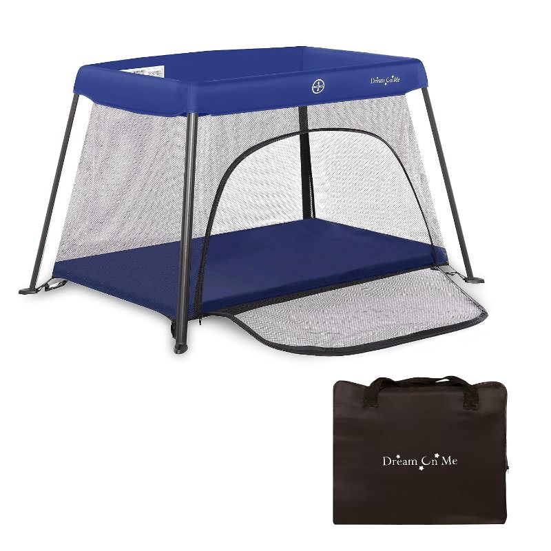 Photo 1 of Dream On Me Travel Light Playard with Mesh Zipper Door in Navy
