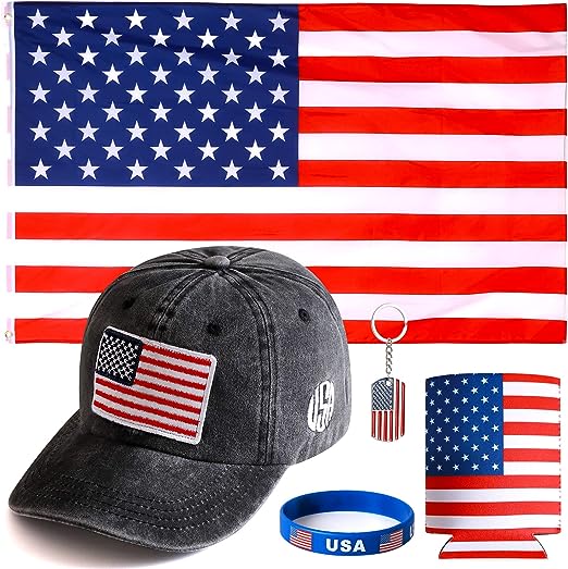 Photo 1 of  USA Flag/ USA Hat/ Rubber Wristband/ USA Keyring/USA Bottle Sleeve 